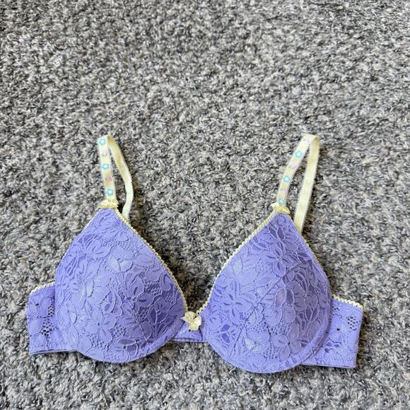 VTG 90s Y2K LEI Kawaii Coquette Cutesy Balconette Bra Sz 36B Mallcore Lace New - Picture 1 of 6